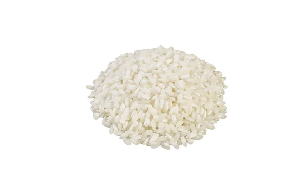 arborio risotto kısa tahıl pirinç yığını beyaz arka planda izole. Beslenme. Biyo. doğal gıda madde.