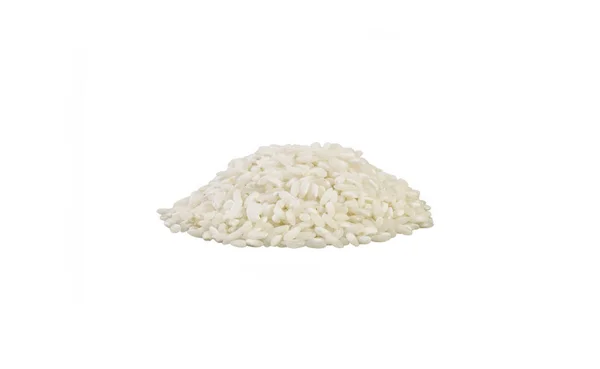 Arborio Risotto Short Grain Rice Heap Isolated White Background Nutrition — Stock Photo, Image