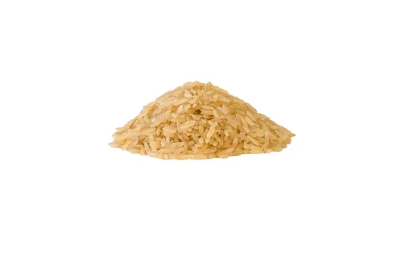 Brown Rice Heap Isolated White Background Nutrition Natural Food Ingredient — Stock Photo, Image