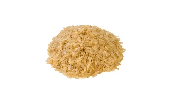Beyaz Arka Plan Üzerinde Izole Kahverengi Pirinç Yığını Beslenme Doğal — Stok fotoğraf