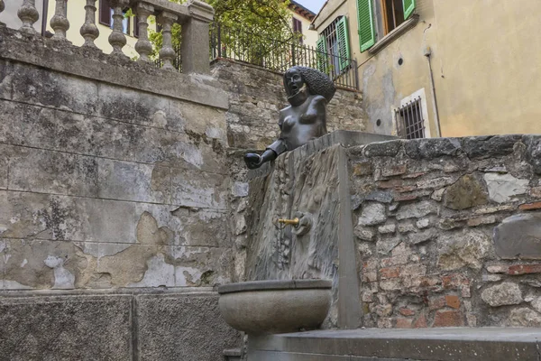 Ulicy Starej Średniowiecznej Miejscowości Castellina Chianti Fontanna — Zdjęcie stockowe