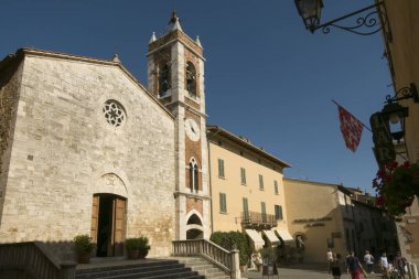 San Quirico d 'Orcia, Siena / İtalya-20 Eylül 2018: Madonna di Vitaleta Kilisesi