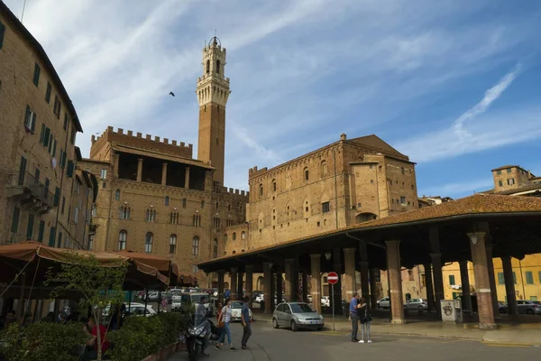 Siena Włochy Września 2019 Plaza Tyłach Palazzo Publico Sienie Włochy — Zdjęcie stockowe