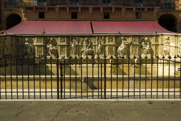 Fontanna Fonte Gaia Placu Piazza Del Campo Mieście Siena Toskania — Zdjęcie stockowe