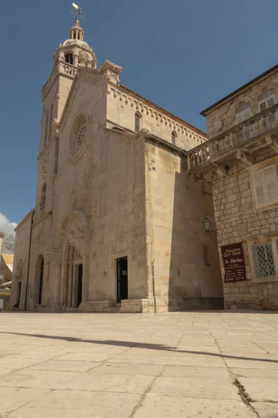 Saint Mark Katedralen Staden Korcula — Stockfoto