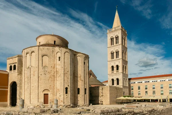 Kostel Donáta Katedrála Zvonice Zadaru Proslulá Památka Chorvatska Adriatická Oblast — Stock fotografie