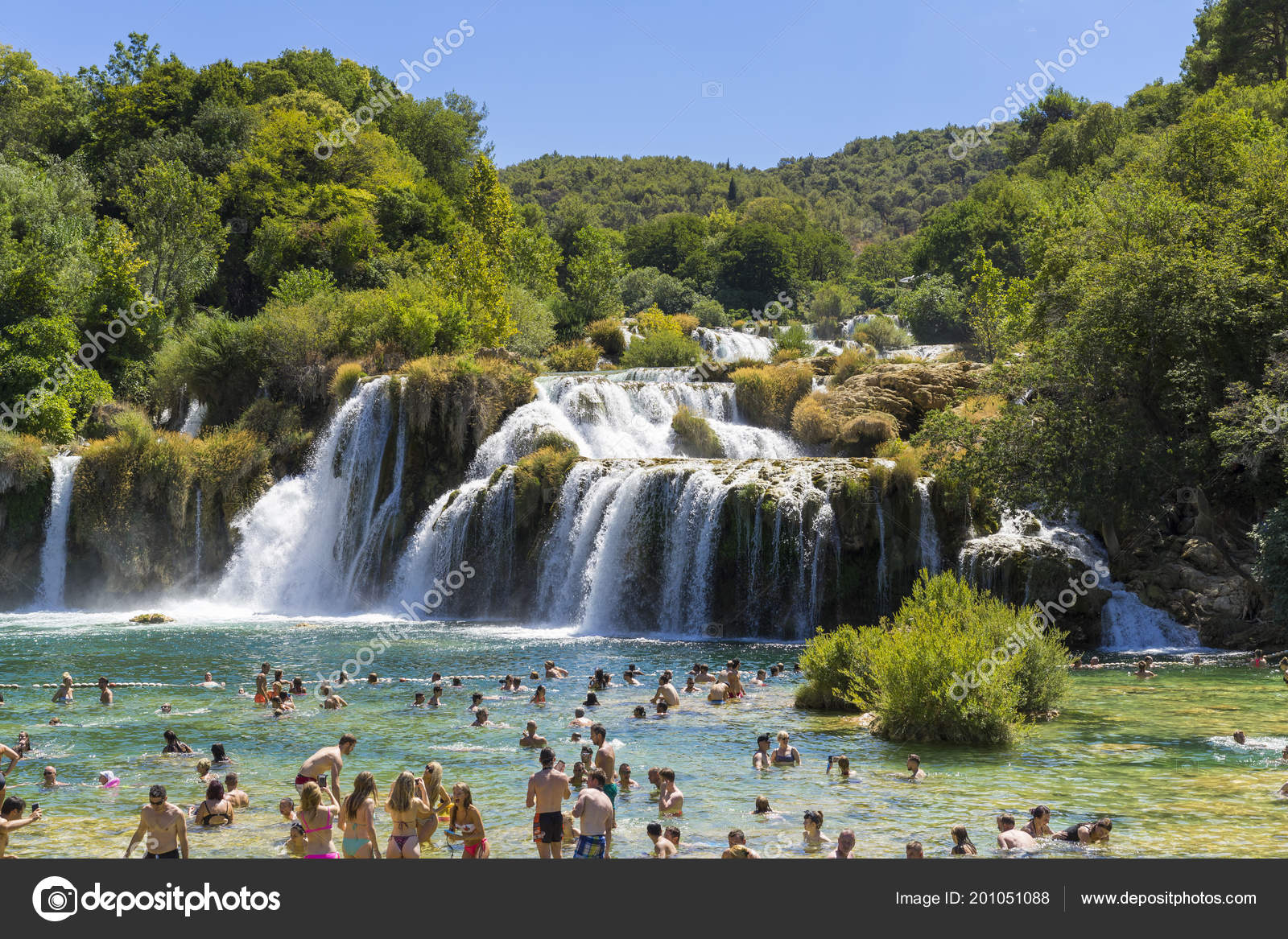 Krka National Park Croatia August 17 People Swimming Water Close Stock Editorial Photo C Joachimbago Gmail Com