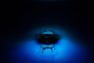 mavi zemin fışkırmaları ile düşen damla