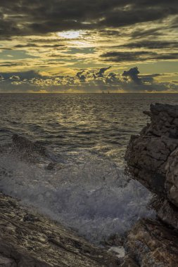 Adriyatik Denizi Hırvatistan, Europe, güzel gün batımı.