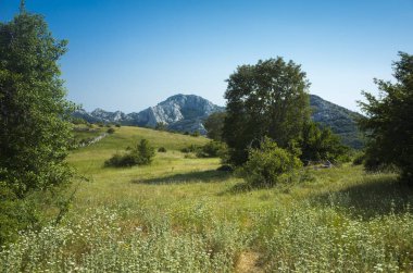 Paklenica Velebit Hırvatistan. Dalmaçya dağlarda güzel doğa ve manzara fotoğraf. 