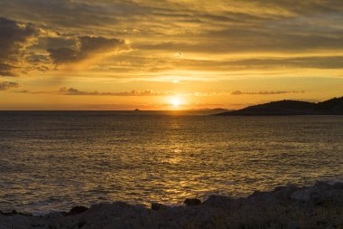 Adriyatik Denizi Hırvatistan, Europe, güzel gün batımı.