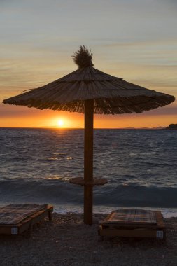 Adriyatik Denizi Hırvatistan, Europe, güzel gün batımı.