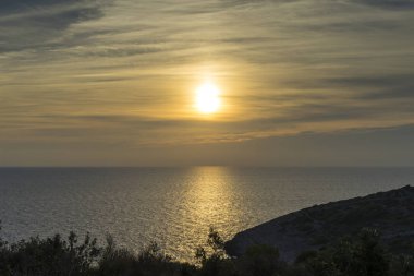 Adriyatik Denizi Hırvatistan, Europe, güzel gün batımı.