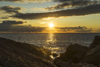 Adriyatik Denizi Hırvatistan, Europe, güzel gün batımı.