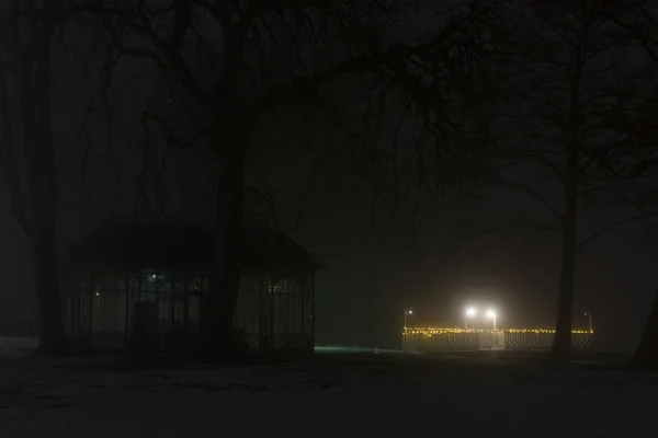 Mlžné Noci Evropě Švédsko Skandinávie Krásné Mystické Abstraktní Fotografie Tmavých — Stock fotografie
