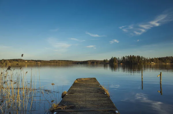 Mooie Natuur Landschap Foto Van Lente Avond Zweden Scandinavië Europa — Stockfoto