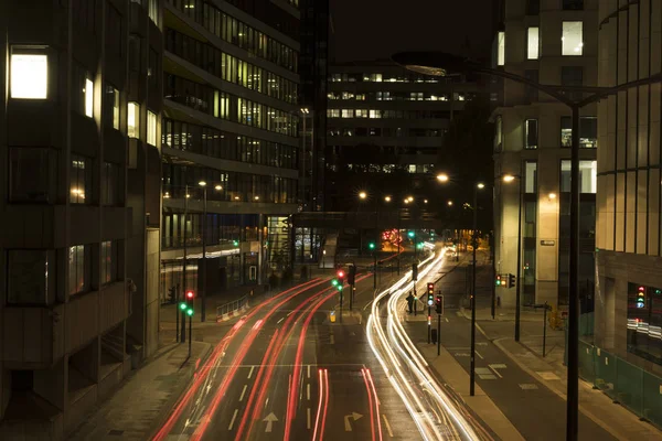 view of city lighting at nighttime