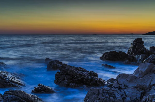 Adriyatik Denizi Hırvatistan, Europe, güzel gün batımı.