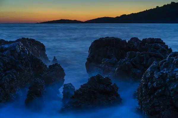 Adriyatik Denizi Hırvatistan, Europe, güzel gün batımı.