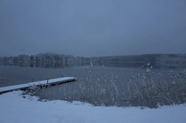 Bela Natureza Paisagem Foto Noite Crepúsculo Azul Katrineholm Suécia Escandinávia — Fotografia de Stock