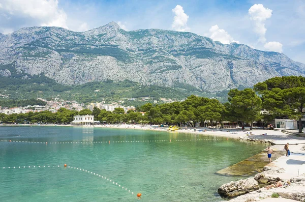 Makarska, Hırvatistan, 28 Mayıs 2018, güzel güneşli bir günde eski şehir, Nice açık havada Dalmaçya popüler turistik kentin. 