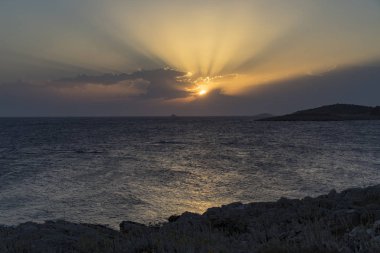Adriyatik Denizi Hırvatistan, Europe, güzel gün batımı.
