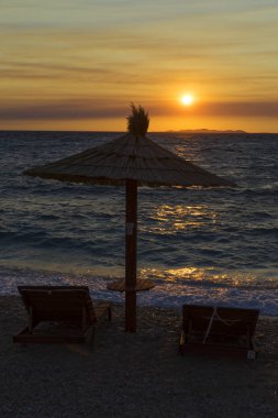 Adriyatik Denizi Hırvatistan, Europe, güzel gün batımı.