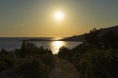 Adriyatik Denizi Hırvatistan, Europe, güzel gün batımı.