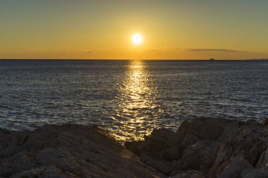 Adriyatik Denizi Hırvatistan, Europe, güzel gün batımı.