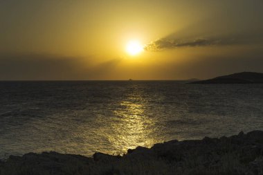 Adriyatik Denizi Hırvatistan, Europe, güzel gün batımı.