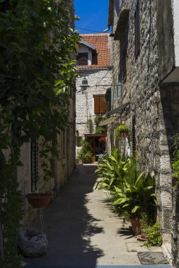 Old City Trogir, Croatia.Nice yaz günü şehirde sıcak.