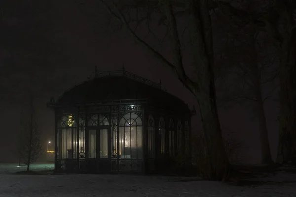Mistige Nacht Zweden Scandinavië Europa Prachtige Mystieke Abstracte Foto Van — Stockfoto