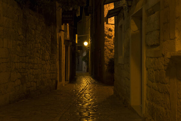 Beautiful old city at night. Trogir, Croatia