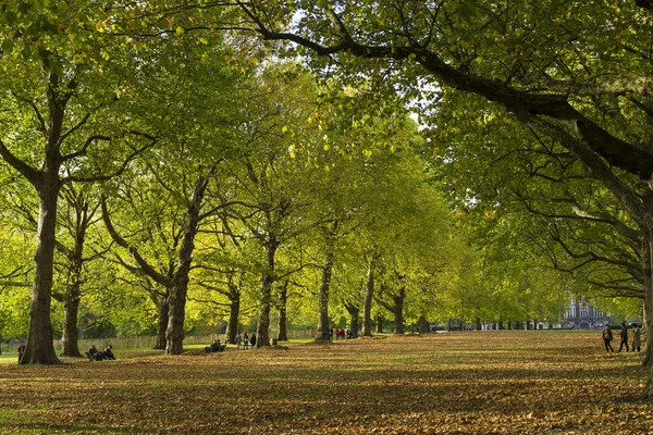 Green Park Londra İngiltere, 16 Ekim 2017. İnsanlar güzel sonbahar günü parkta yürürken, insanlar