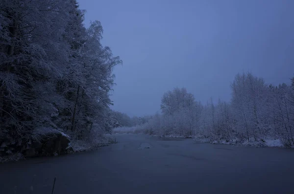 Belle Nature Paysage Photo Soirée Crépuscule Bleu Katrineholm Suède Scandinavie — Photo