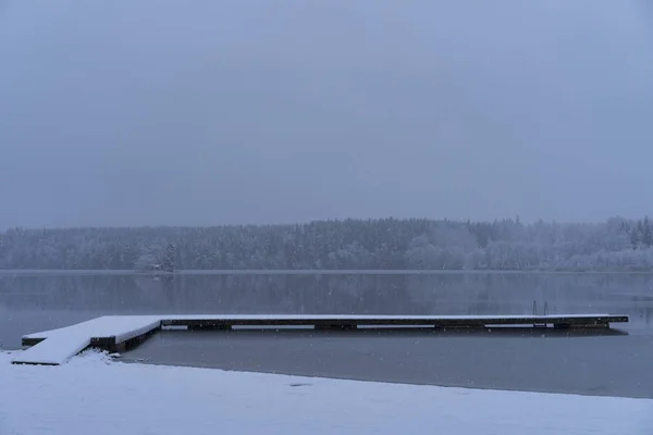 Зимний Пейзаж Озере Katrineholm Швеция — стоковое фото