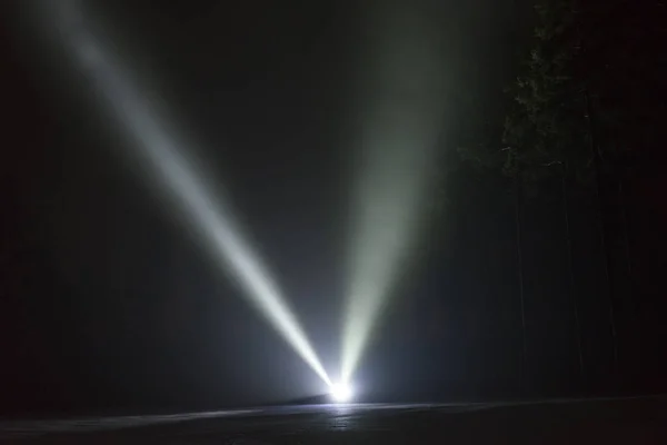 Zicht Lichtstralen Nacht — Stockfoto