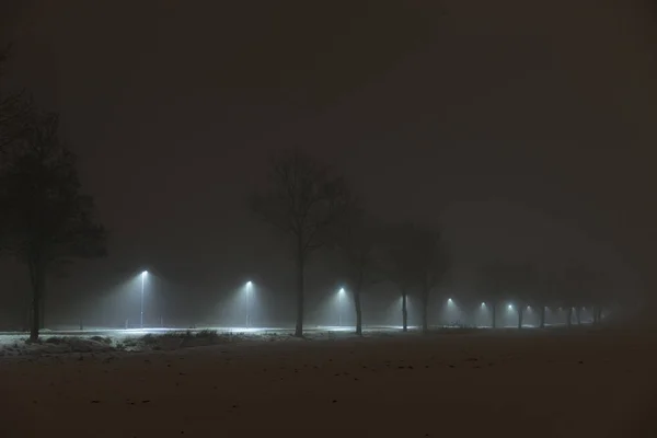 Туманні Ночі Швеції Скандинавії Європи Красива Містичної Абстрактним Фото Темно — стокове фото