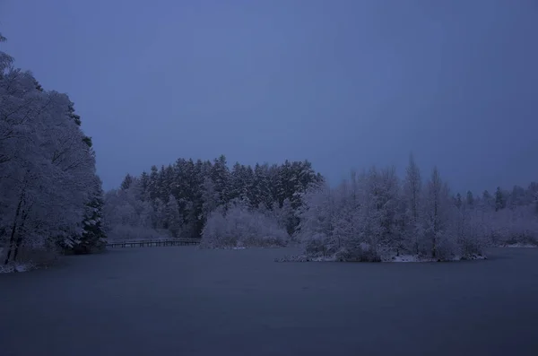 Mooie Natuur Landschap Foto Van Blauwe Schemering Avond Katrineholm Zweden — Stockfoto