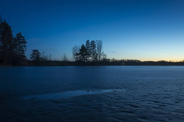 Mooie Natuur Landschap Foto Van Kleurrijke Zonsondergang Lente Avond Zweden — Stockfoto