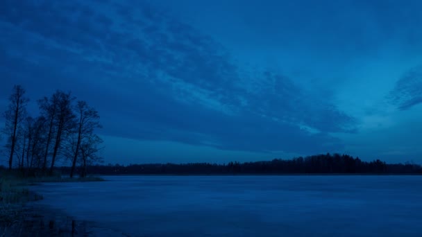 Lago Invierno Con Hielo Por Noche Suecia Escandinavia Europa — Vídeo de stock