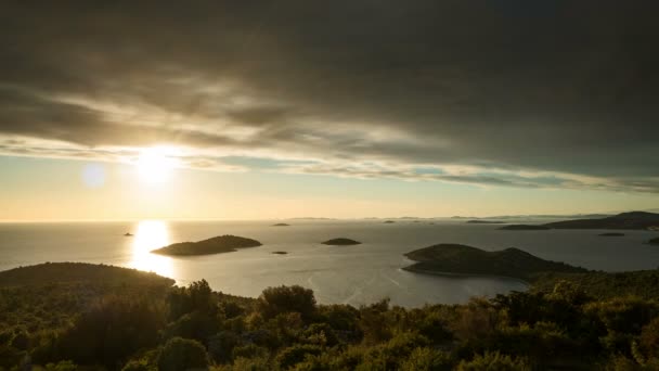 Hermosa Puesta Sol Mar Adriático Croacia Europa — Vídeos de Stock