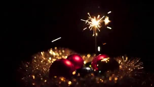 Primer Plano Iluminación Brillante Decoraciones Navideñas — Vídeos de Stock