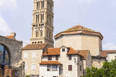 Split, Hırvatistan, 17 Ağustos 2018, güzel güneşli bir günde eski şehir, Nice açık havada Dalmaçya popüler turistik kentin.