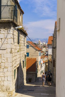 Split, Hırvatistan, 17 Ağustos 2018, güzel güneşli bir günde eski şehir, Nice açık havada Dalmaçya popüler turistik kentin.