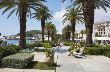 Split, Hırvatistan, 17 Ağustos 2018, güzel güneşli bir günde eski şehir, Nice açık havada Dalmaçya popüler turistik kentin.