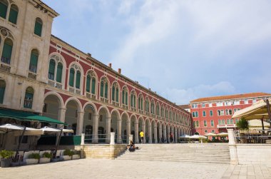 Split, Hırvatistan, 17 Ağustos 2018, güzel güneşli bir günde eski şehir, Nice açık havada Dalmaçya popüler turistik kentin.