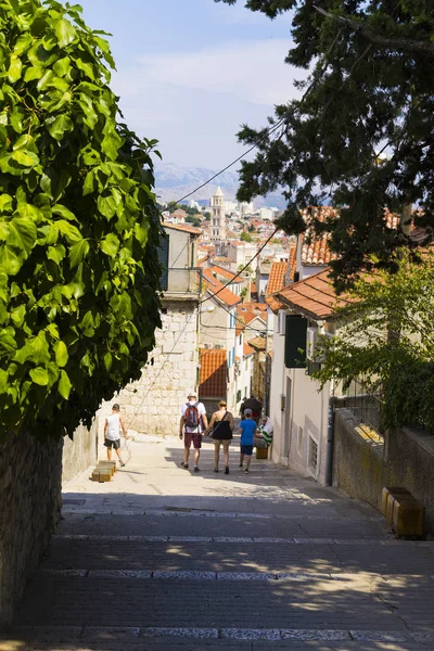 Split Croacia Agosto 2018 Hermoso Día Soleado Casco Antiguo Niza — Foto de Stock