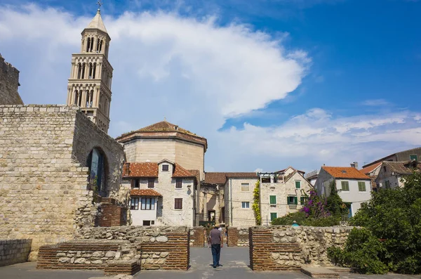 Split Croacia Agosto 2018 Hermoso Día Soleado Casco Antiguo Niza — Foto de Stock