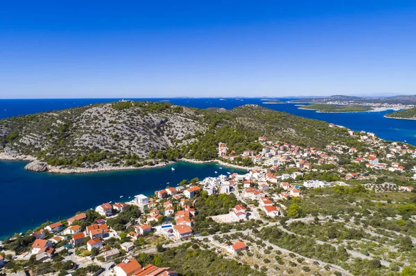 Piękne Zdjęcie Lotnicze Razanj Dalmacja Chorwacja Przepięknej Przyrody Krajobrazu Adriatyku — Zdjęcie stockowe